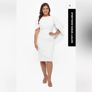 BETSY & ADAM PLUS  SCUBA CREPE DRAPE BACK DRESS